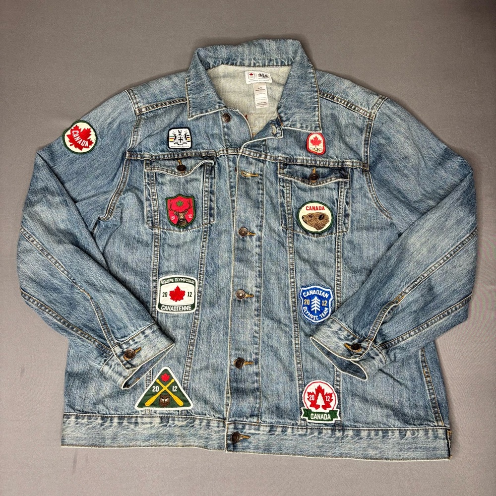 Olympics Canada Jacket Mens Extra Large Hudson's Bay Patches Denim 2012 London